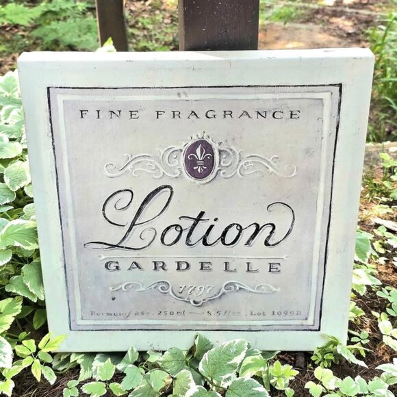 Fleur de Lis Lotion Fragrance French Canvas Wall Hanging - Picture 1 of 7